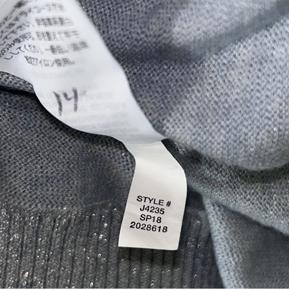 J. Crew Lurex Shimmer Metallic Baby Blue Knit Surplice Wrap Sweater Top - S - Picture 13 of 14